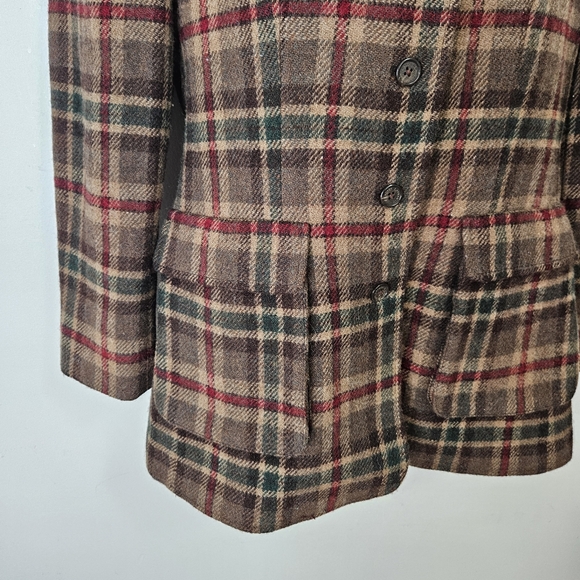 VTG Lauren Ralph Lauren Tartan Plaid Wool Blazer Women's Sz 8 Equestrian Safari - Picture 3 of 14